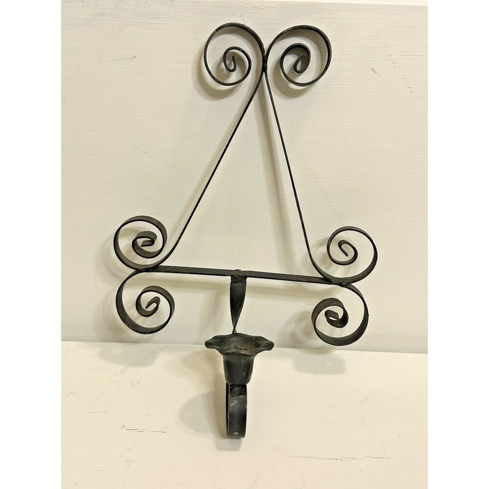 Vintage / Antique Handcrafted Wrought Iron Scroll Wall Candle Sconce